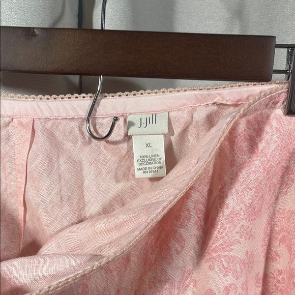 J.Jill Pink floral tone on tone Linen Skirt midi - Picture 3 of 4